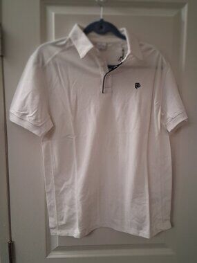 Flint Park Men's Tipped Match Tennis Polo Shirt White SZ M